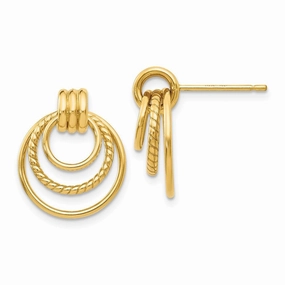 14k Polished & Twisted Fancy Post Earrings