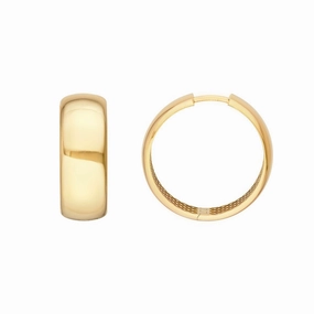 14K Yellow 25.00mm Polished Round Hoop Earrings