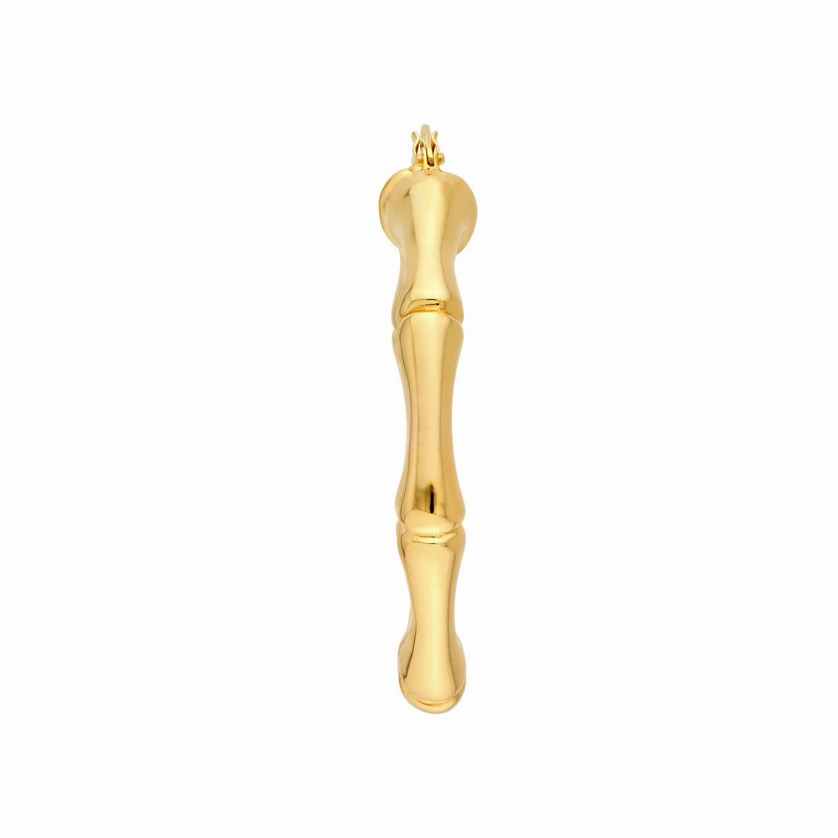 14K Yellow Gold Polished Bamboo Round Hoop Earrings