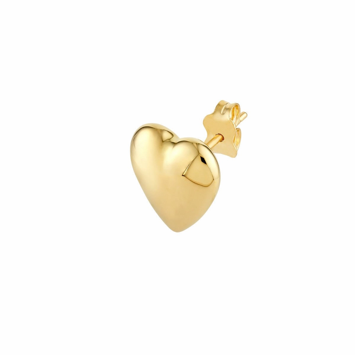 14K Yellow Gold Polished Puff Heart Earrings