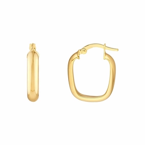 14K Yellow Gold Polished Square Hoop Earrings