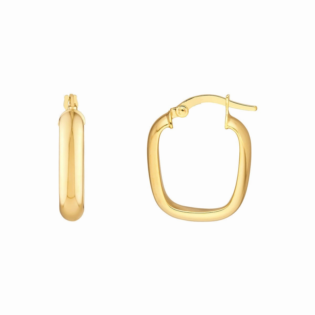 14K Yellow Gold Polished Square Hoop Earrings