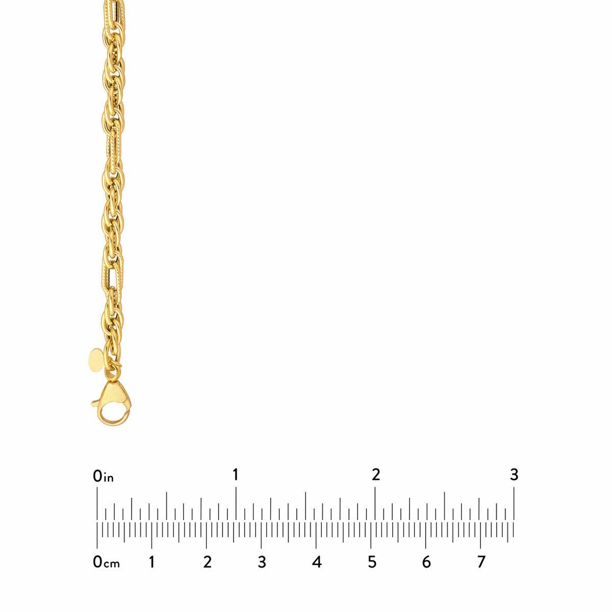 14K Yellow Gold Polished Textured (2 1) Link Chain