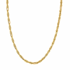 14K Yellow Gold Polished Textured (2 1) Link Chain