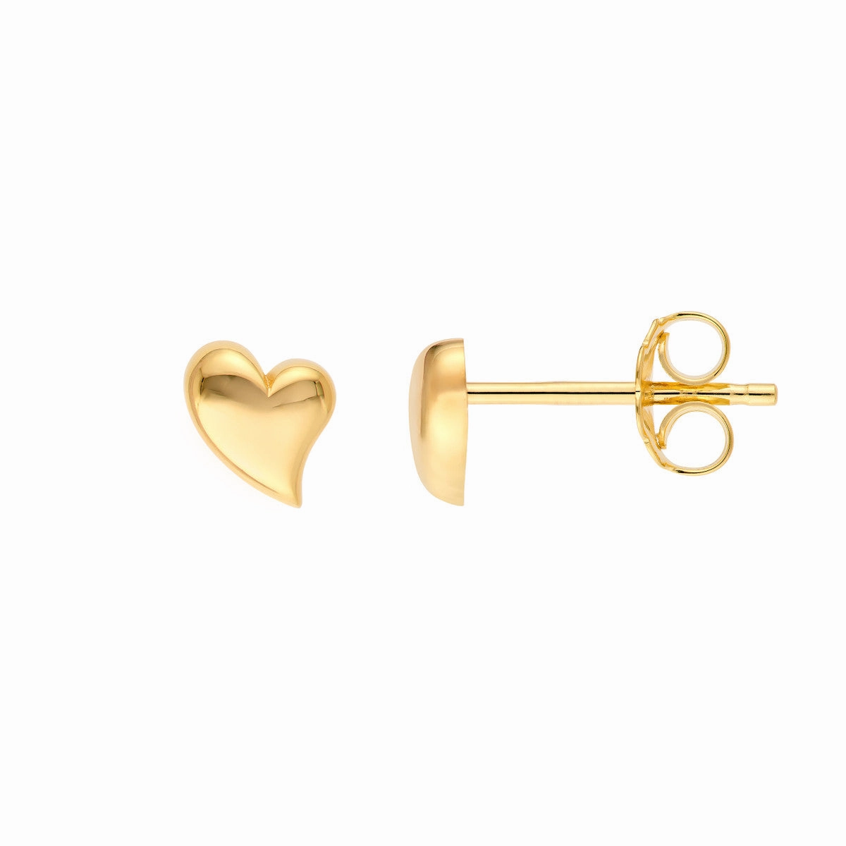 14K Yellow Gold Wavy Polished Heart Stud Earrings