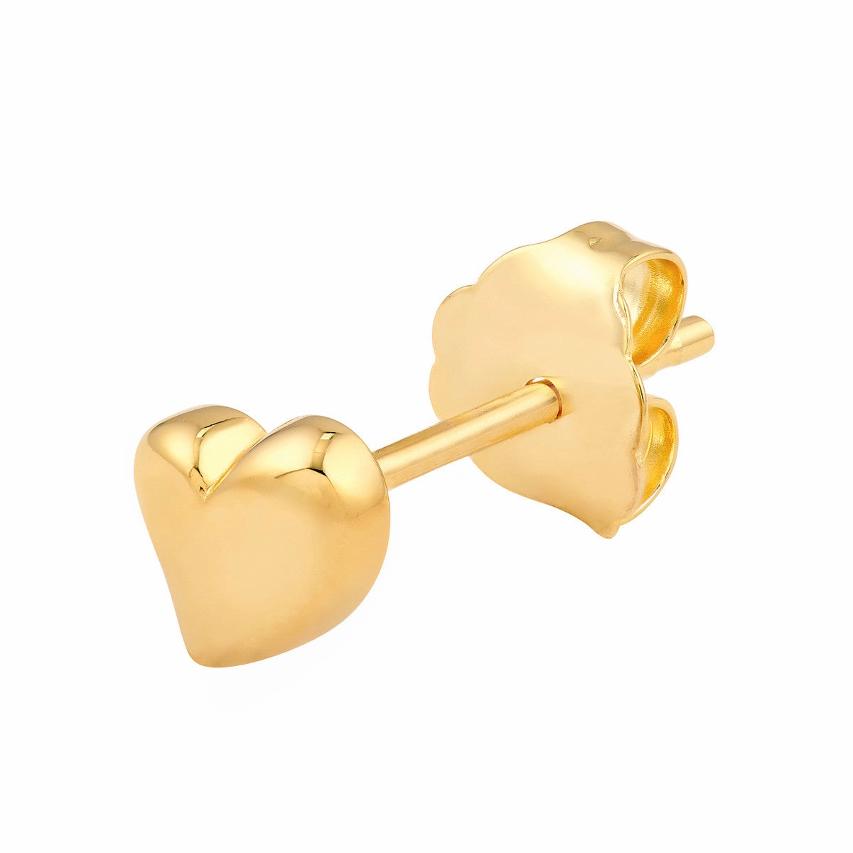 14K Yellow Gold Wavy Polished Heart Stud Earrings