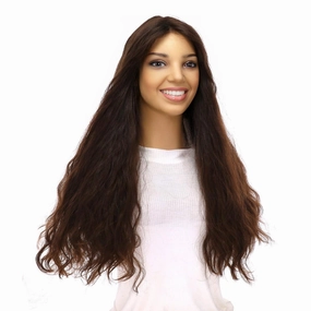 24" Divine Luxe Lace Top Topper #5 Warm Dark Brown Wavy