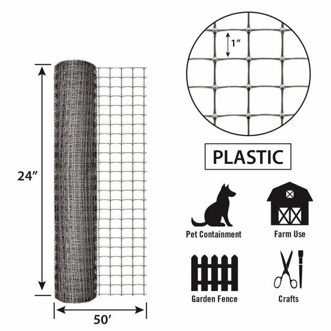24in x 50ft Gray Plastic Netting
