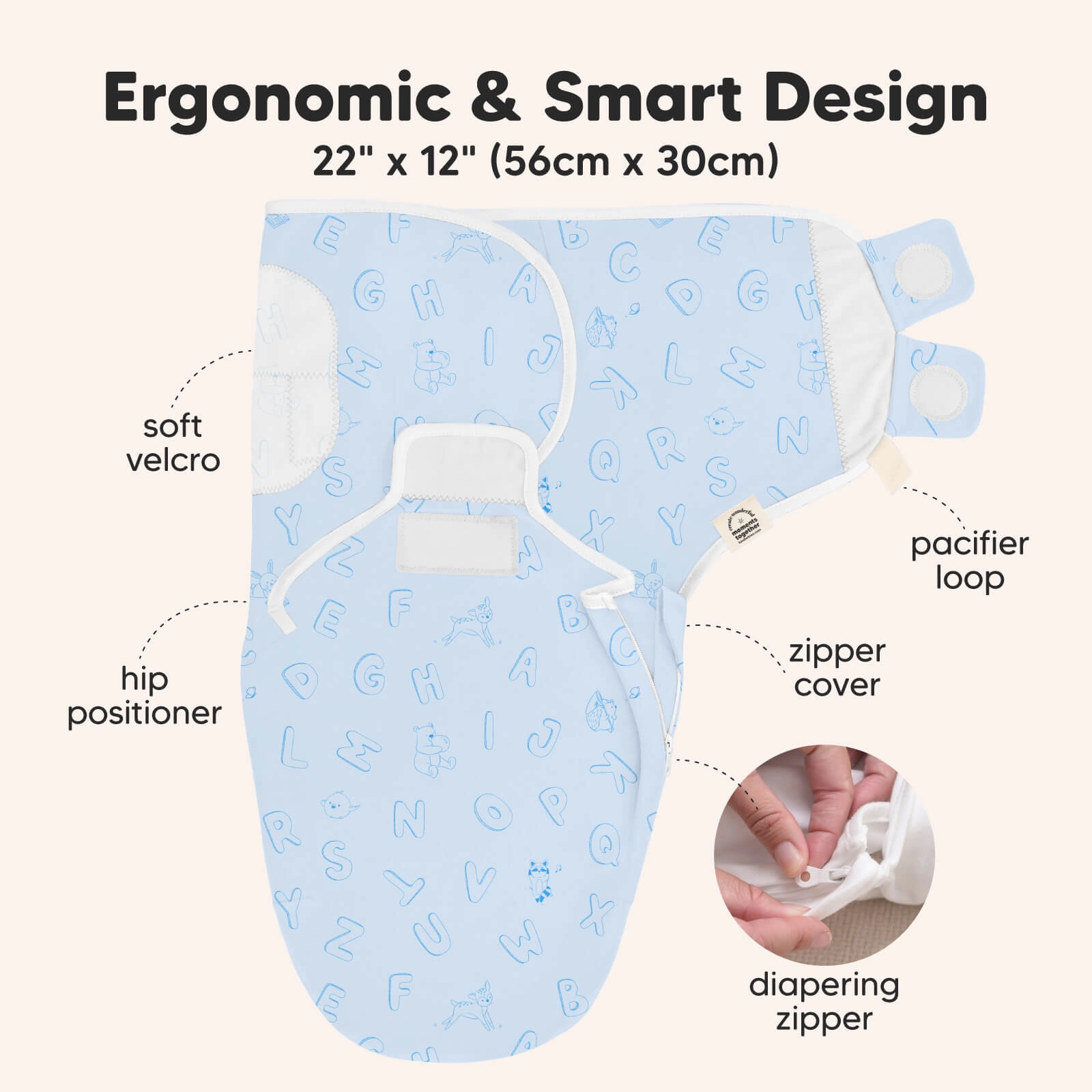 3-Pack Soothe Zippy Swaddle Wrap (ABC Land Cloud)