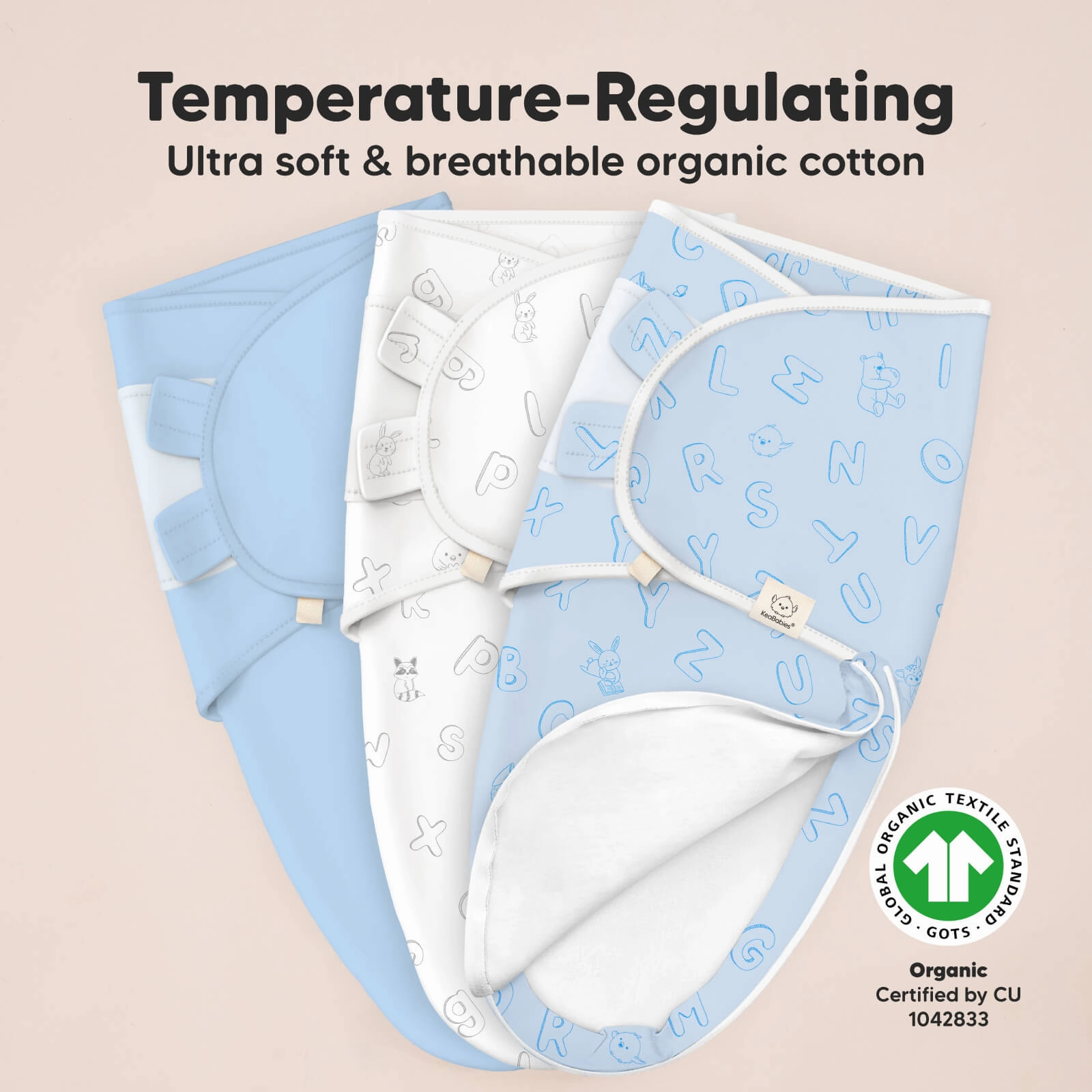 3-Pack Soothe Zippy Swaddle Wrap (ABC Land Cloud)