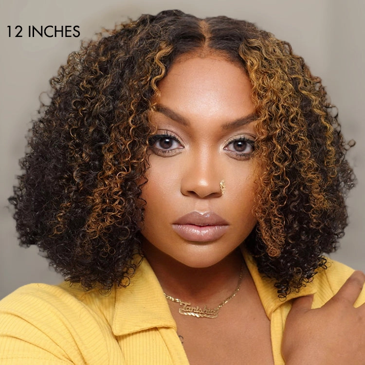 4C Edges Wig™ - Highlight Afro Curls Glueless 5x5 Closure HD Lace Wig Breathable Cap