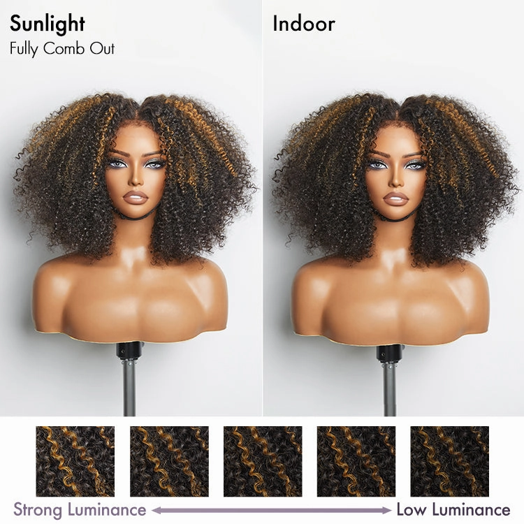 4C Edges Wig™ - Highlight Afro Curls Glueless 5x5 Closure HD Lace Wig Breathable Cap