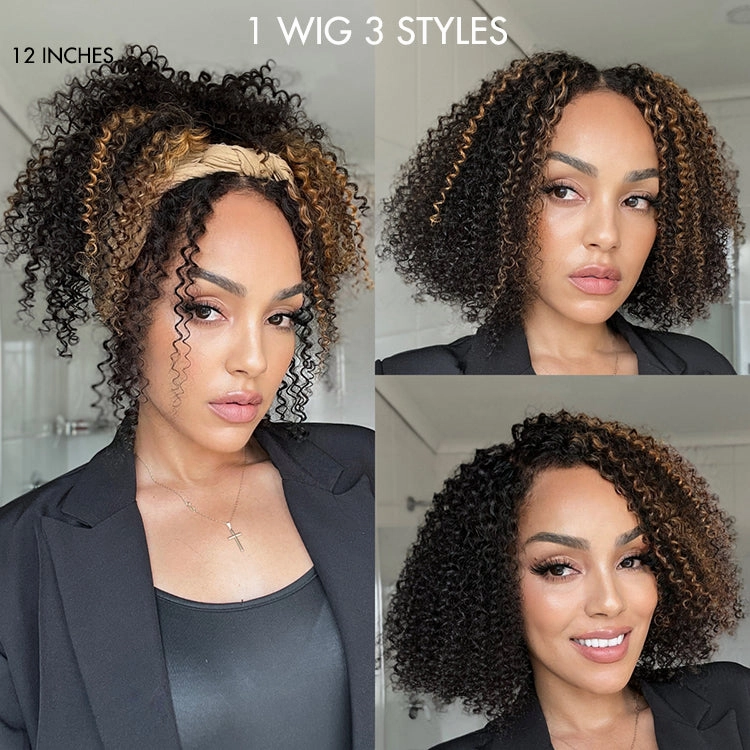 4C Edges Wig™ - Highlight Afro Curls Glueless 5x5 Closure HD Lace Wig Breathable Cap