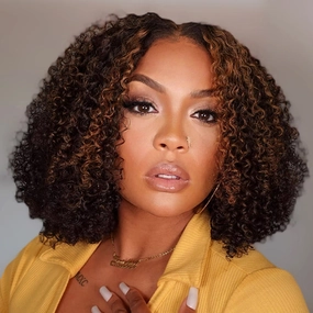 4C Edges Wig™ - Highlight Afro Curls Glueless 5x5 Closure HD Lace Wig Breathable Cap