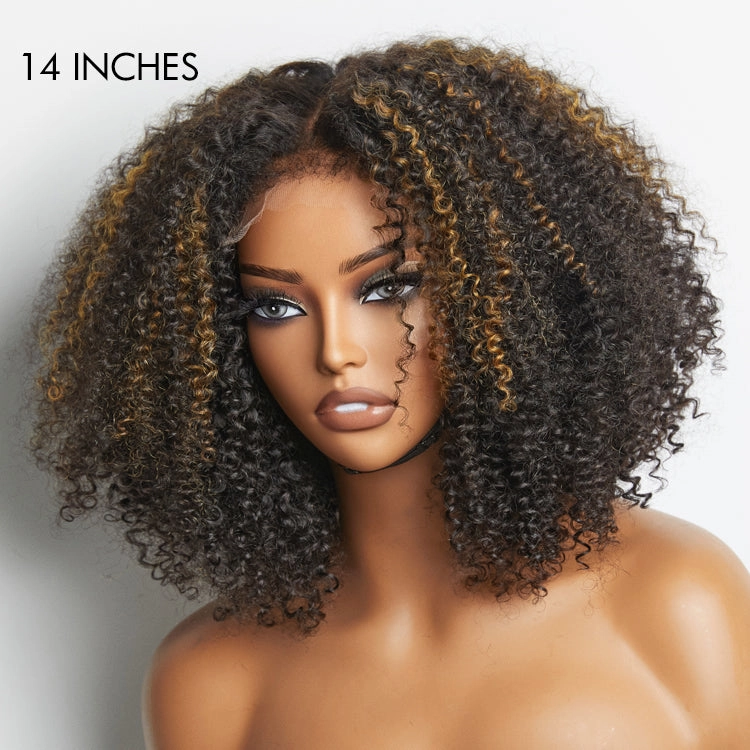 4C Edges Wig™ - Highlight Afro Curls Glueless 5x5 Closure HD Lace Wig Breathable Cap
