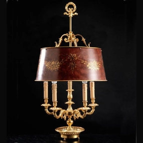 5 Light Gold Bouillotte-Style Table Light