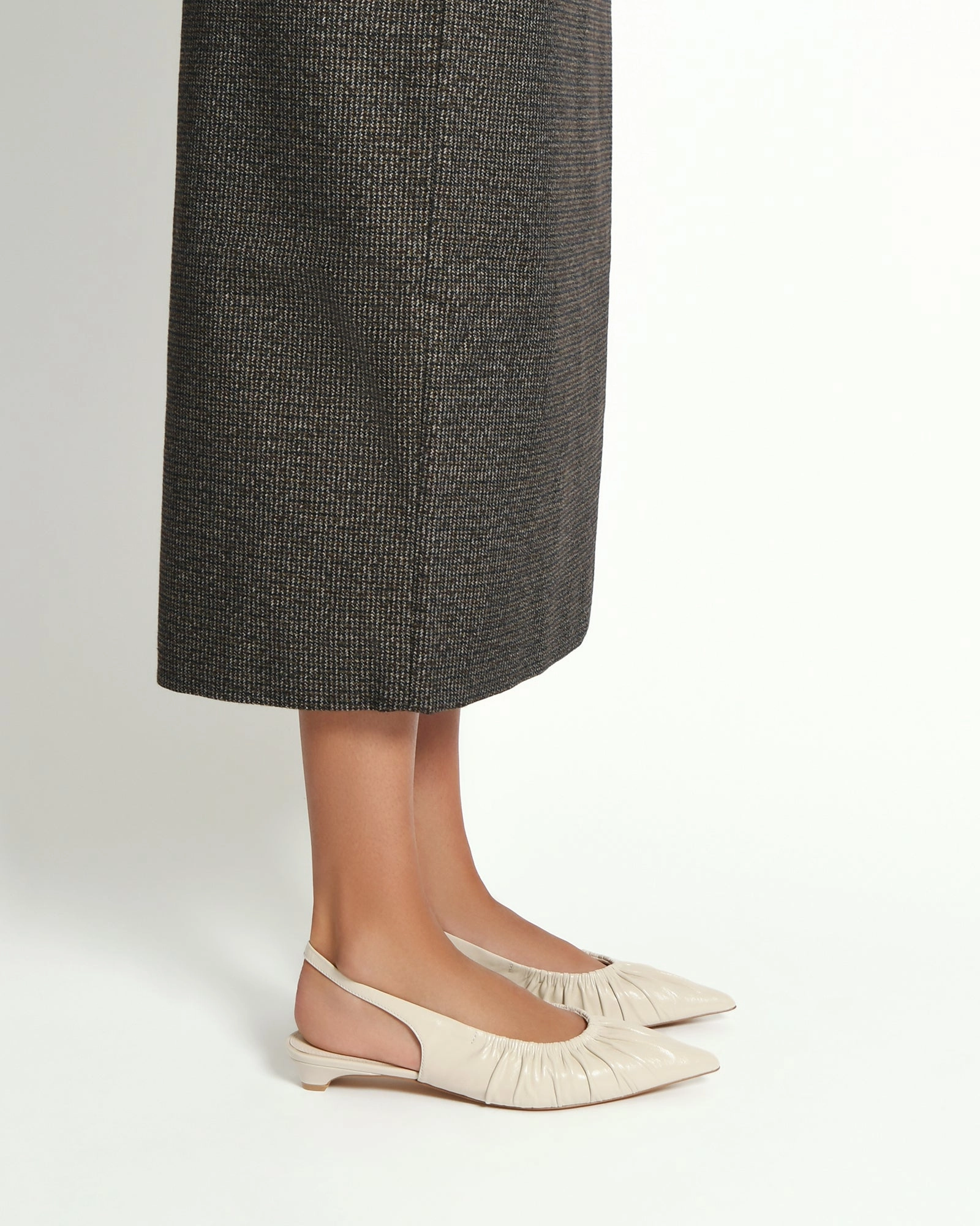 ADALINE DRESS FLATS OFF WHITE LEATHER