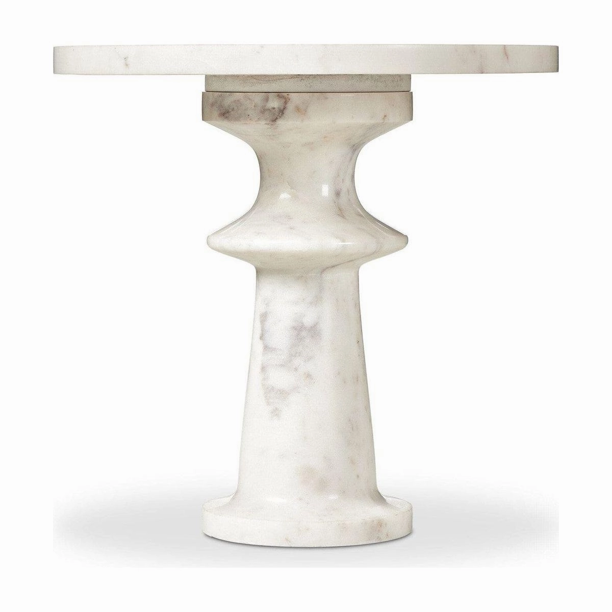 Aelric End Table - Polished White Marble