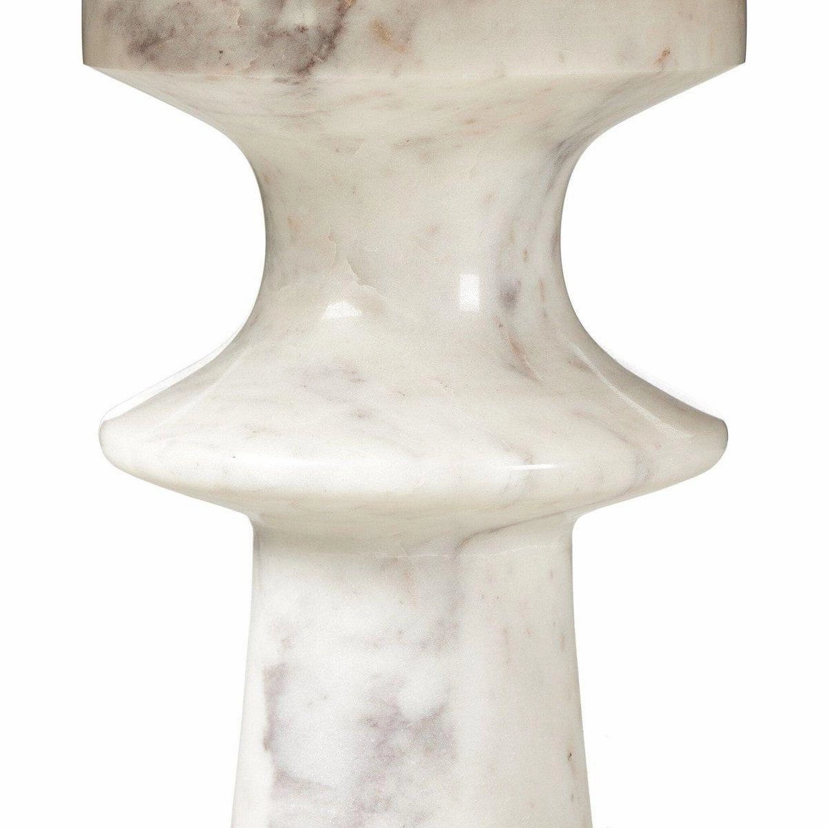 Aelric End Table - Polished White Marble