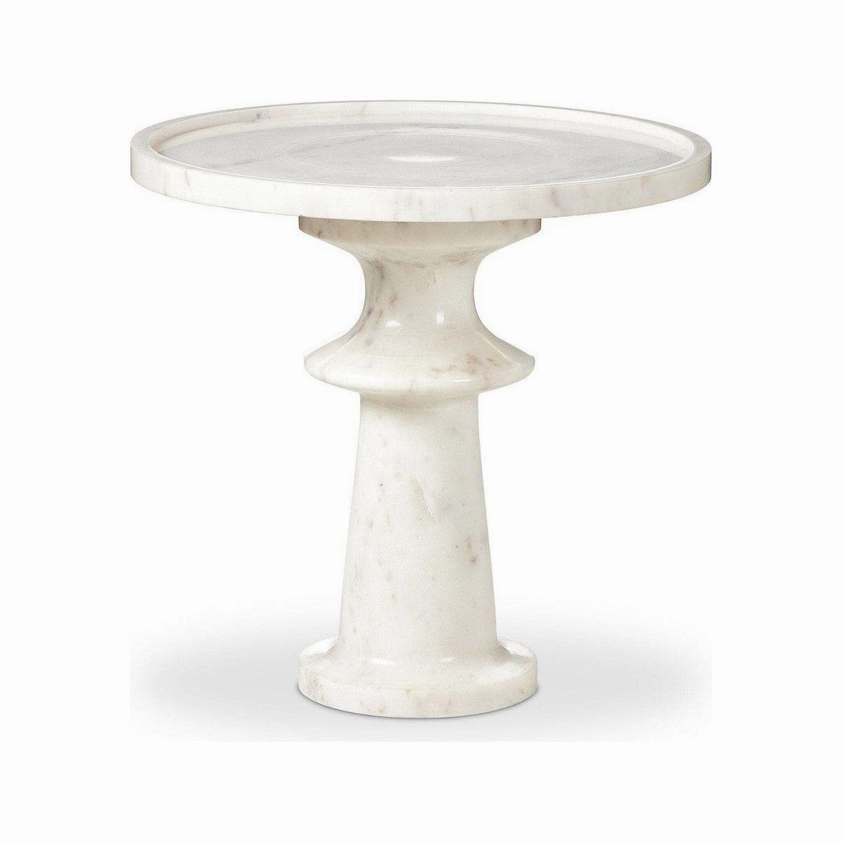 Aelric End Table - Polished White Marble