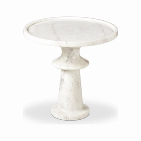 Aelric End Table - Polished White Marble