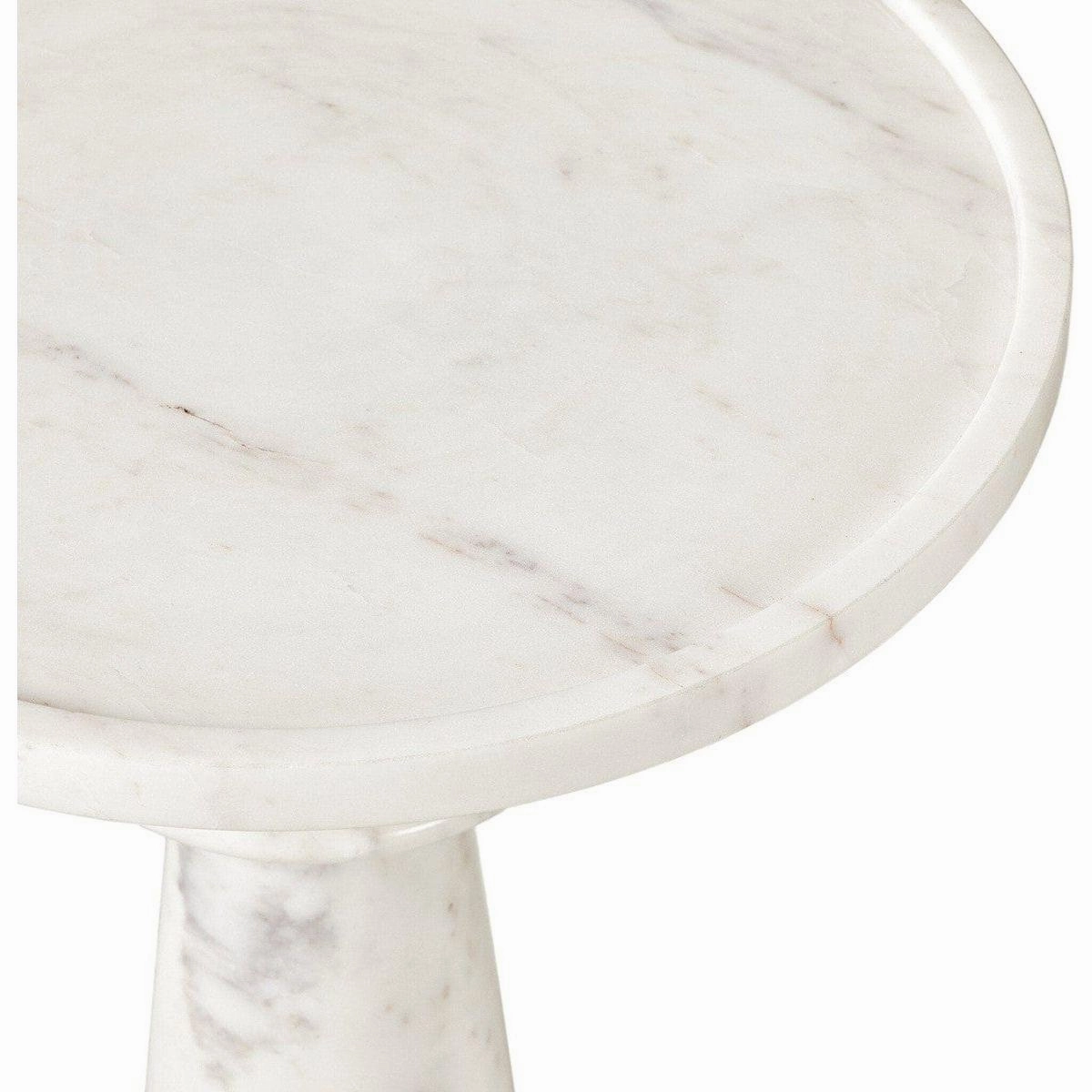 Aelric End Table - Polished White Marble