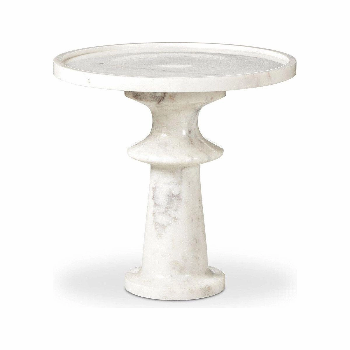 Aelric End Table - Polished White Marble