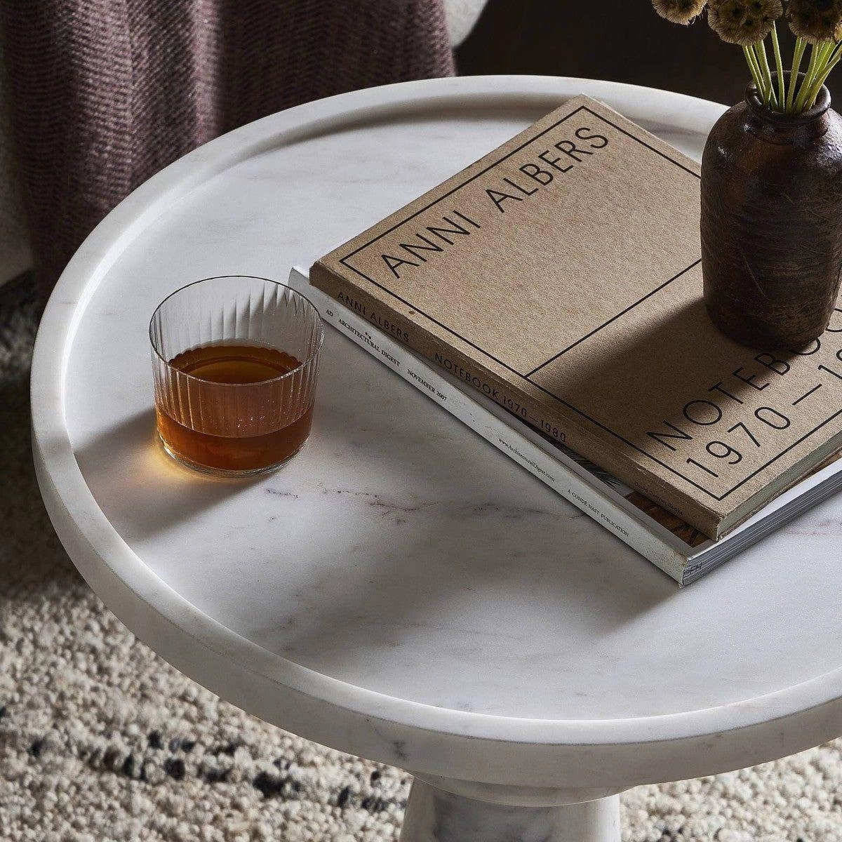Aelric End Table - Polished White Marble