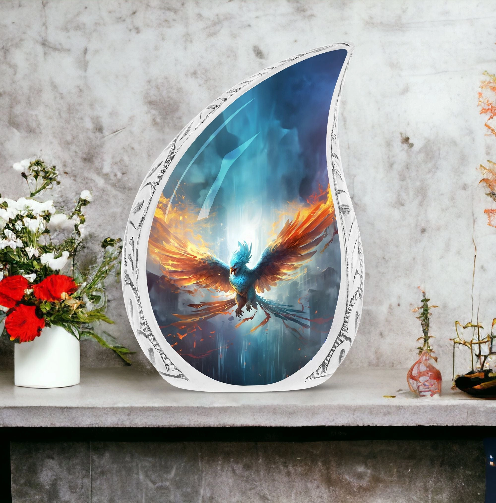 Aureate Blue Phoenix Memorial Urn | Urn for Adults Cremation