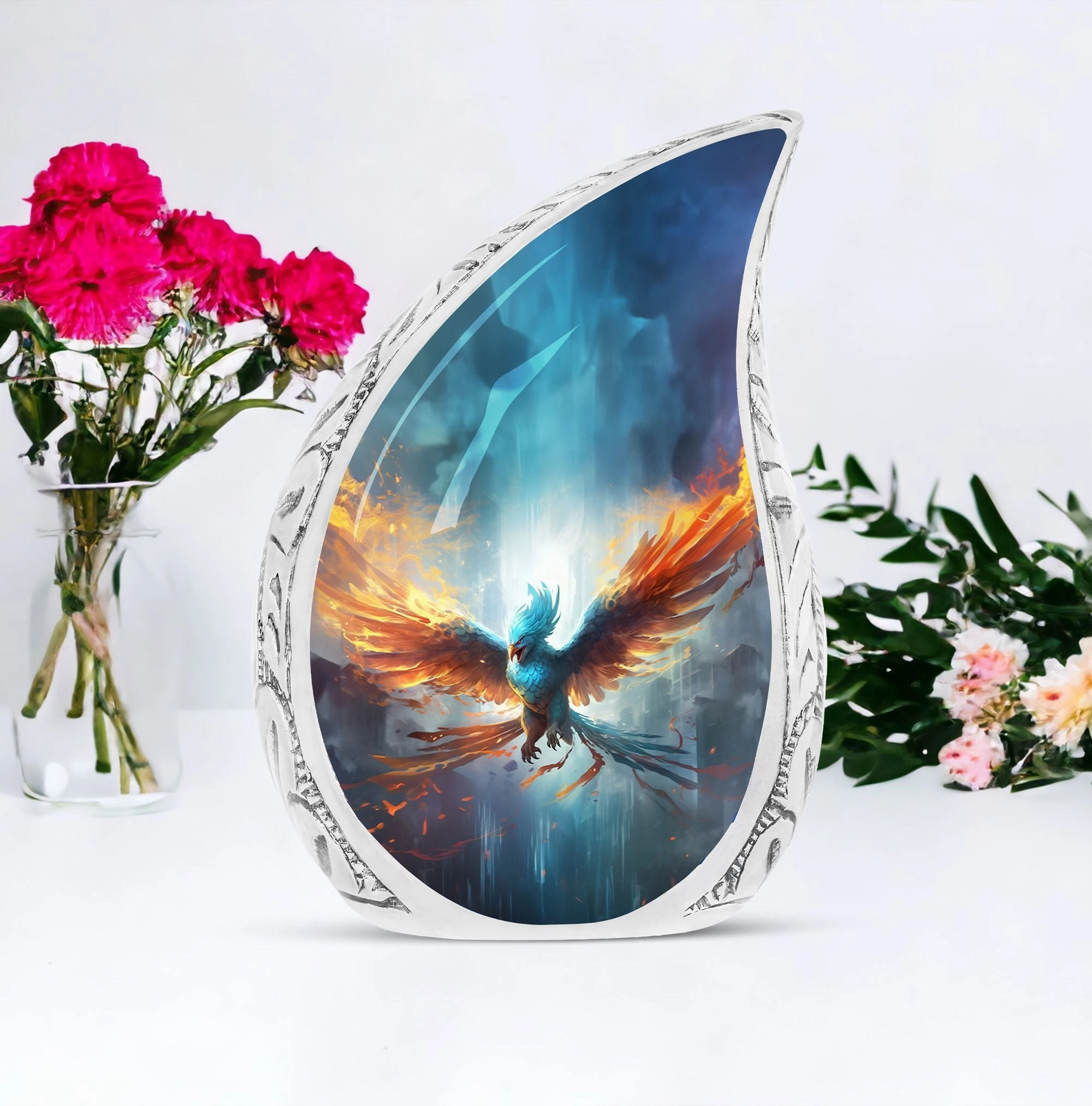 Aureate Blue Phoenix Memorial Urn | Urn for Adults Cremation