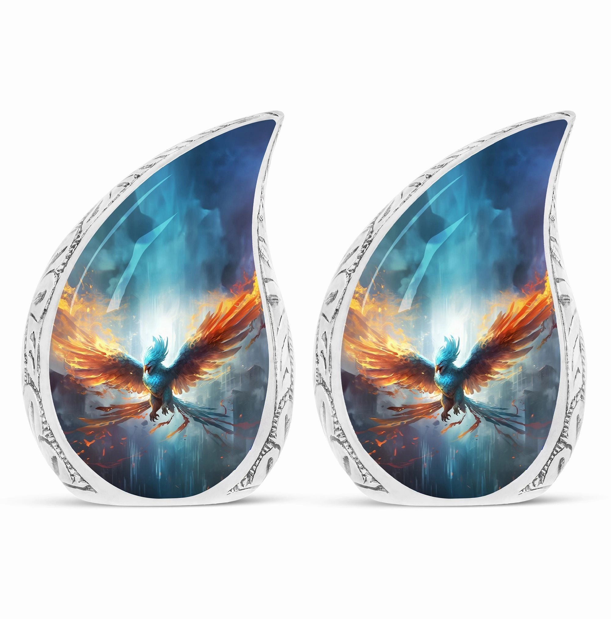 Aureate Blue Phoenix Memorial Urn | Urn for Adults Cremation