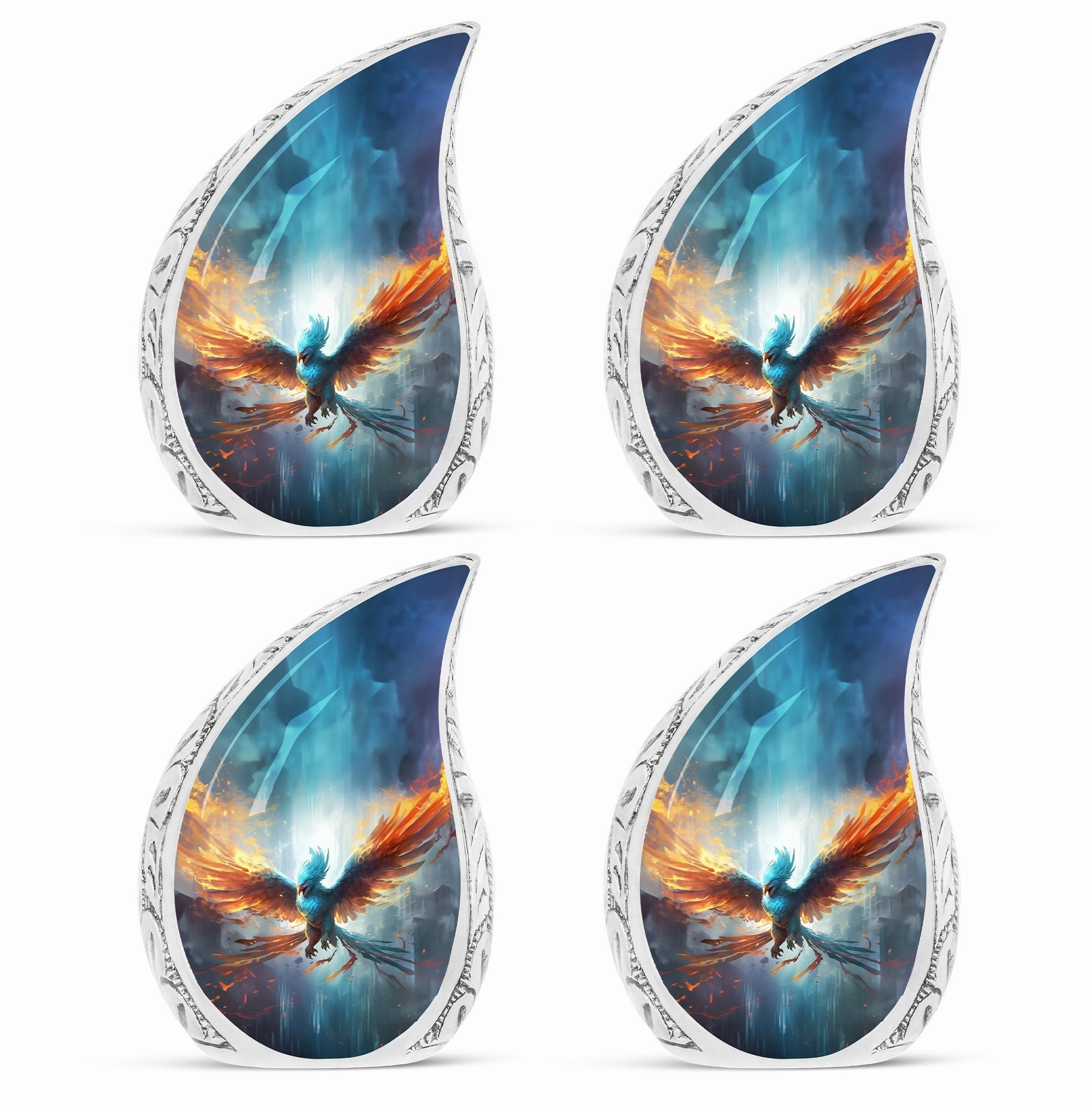 Aureate Blue Phoenix Memorial Urn | Urn for Adults Cremation