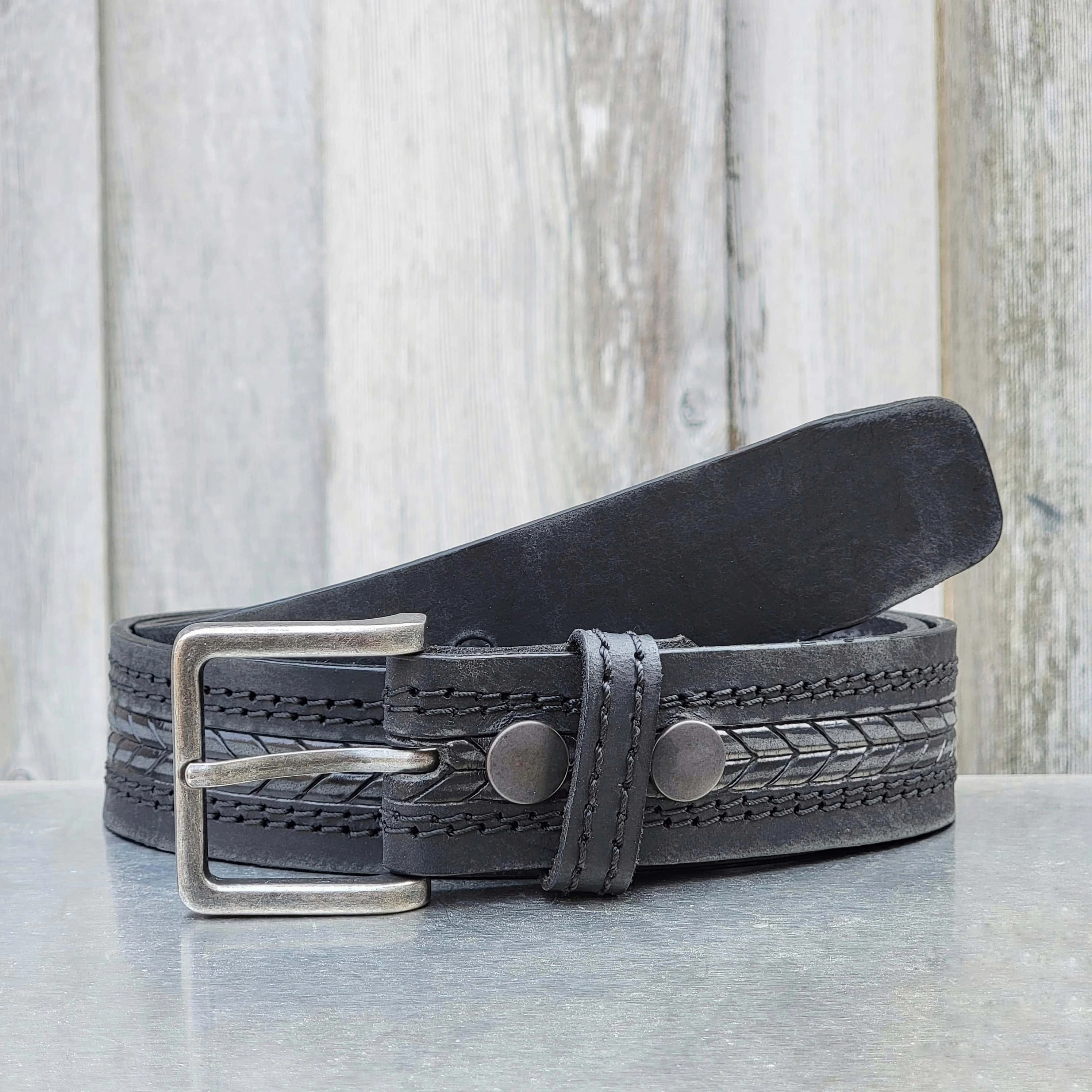 Brown Arrow Patterned 100% Real Distressed Leather Belt