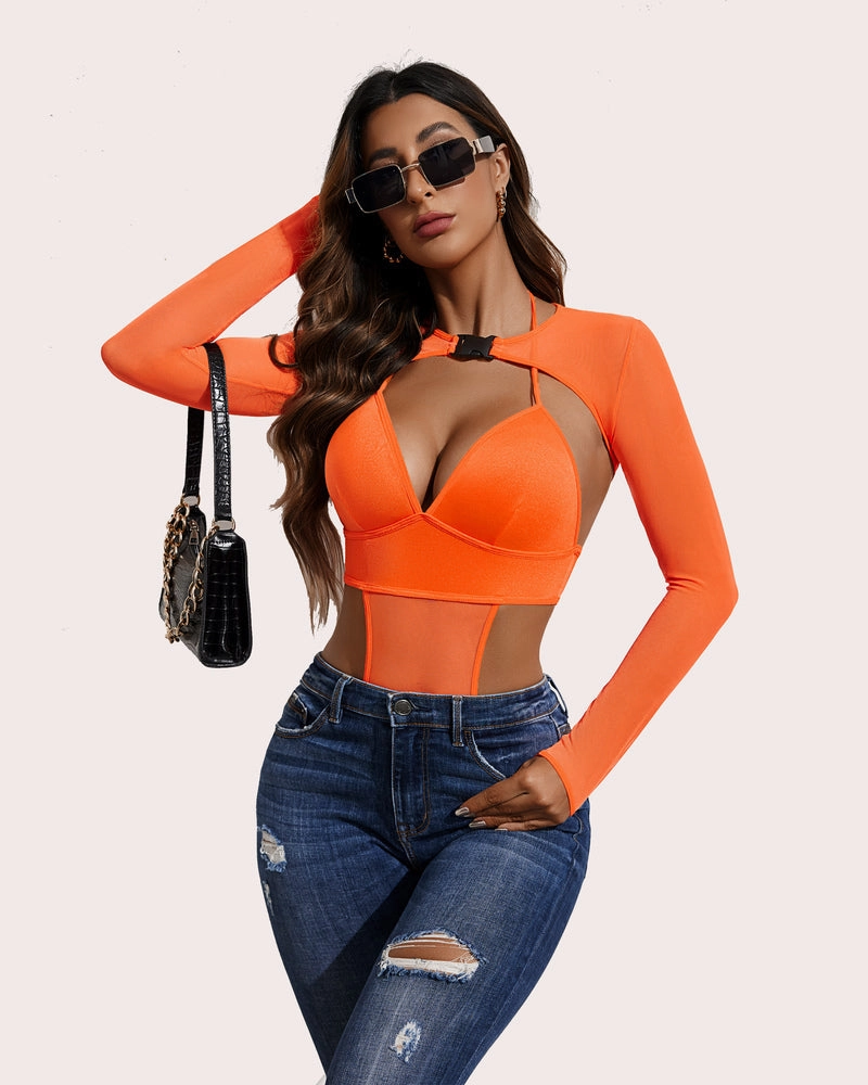 Butterfly Rave Outfits Bodysuit Crop Top Set