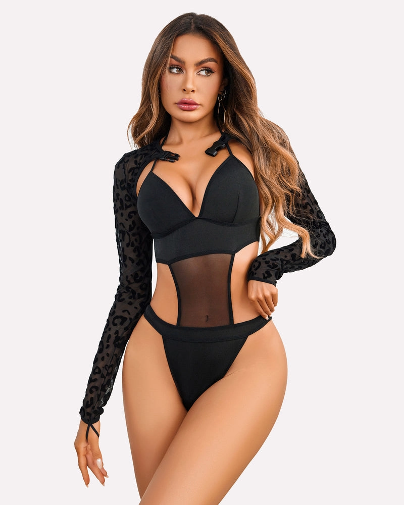 Butterfly Rave Outfits Bodysuit Crop Top Set