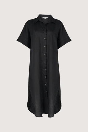 Camisa Larga de Lino Negro