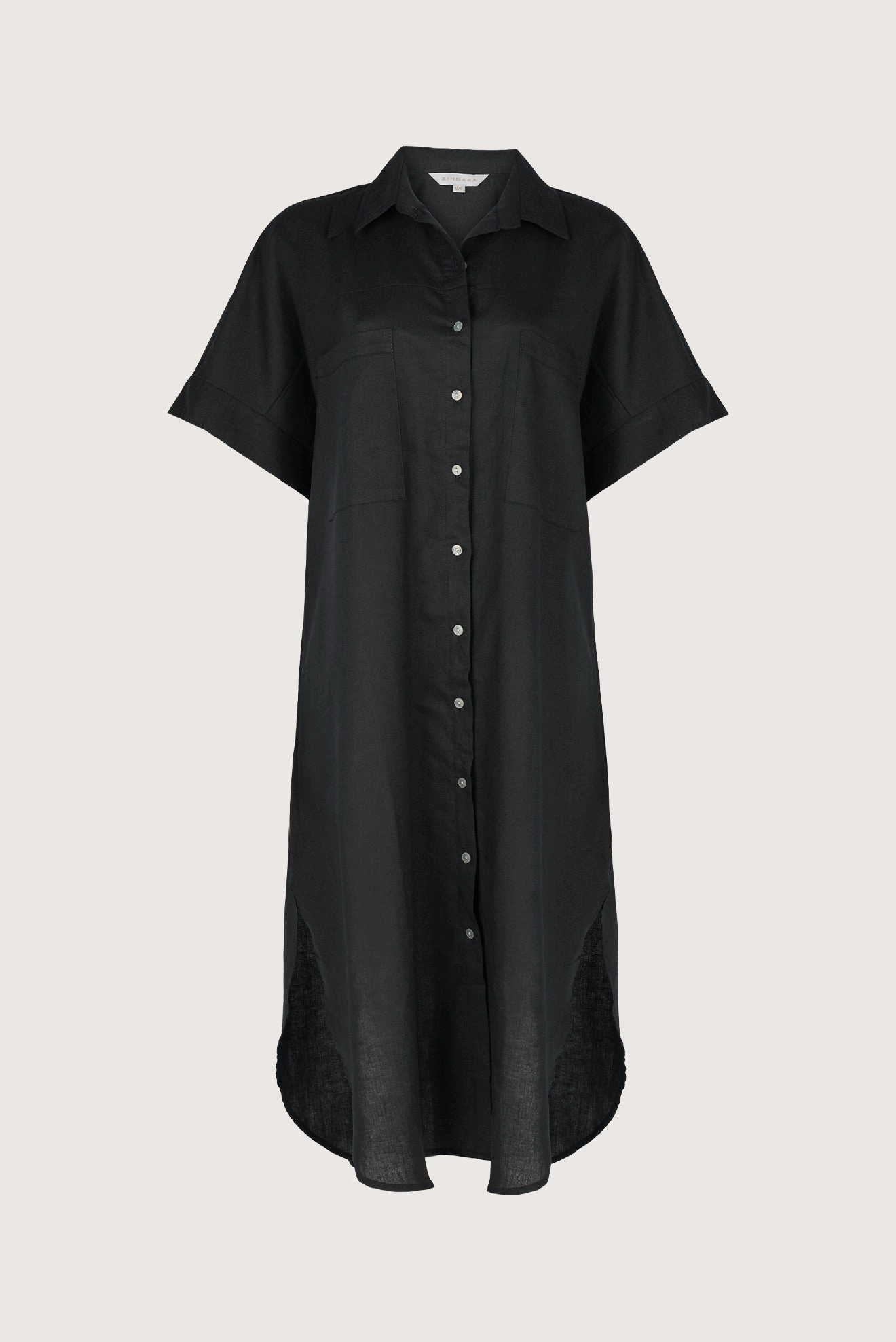 Camisa Larga de Lino Negro