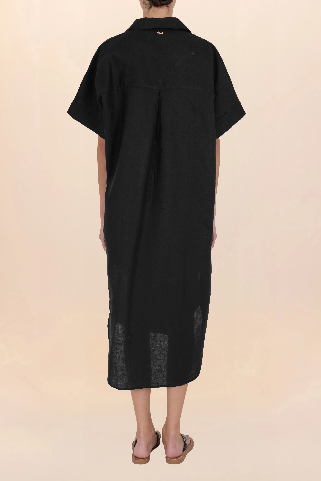 Camisa Larga de Lino Negro