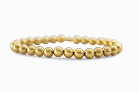 Classy & Comfortable Beaded Stretch Bracelets - 6Mm Round In Gold
