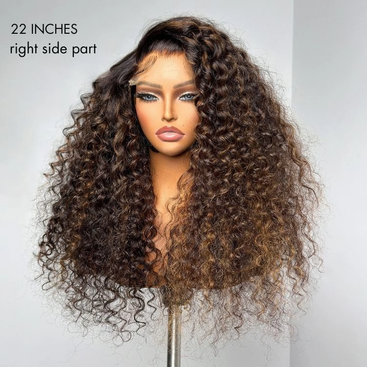Crazy Wednesday | Luvme Hair PartingMax Glueless Wig Chestnut Brown Highlights Funmi 7x6 Closure HD Lace Long Curly Wig Breathable Cap