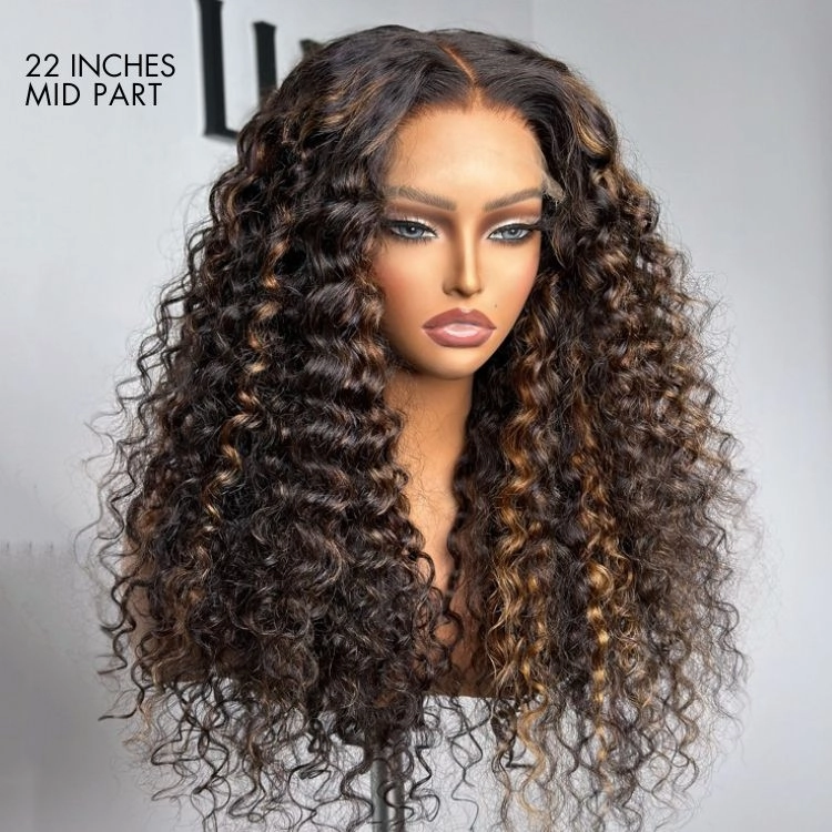 Crazy Wednesday | Luvme Hair PartingMax Glueless Wig Chestnut Brown Highlights Funmi 7x6 Closure HD Lace Long Curly Wig Breathable Cap