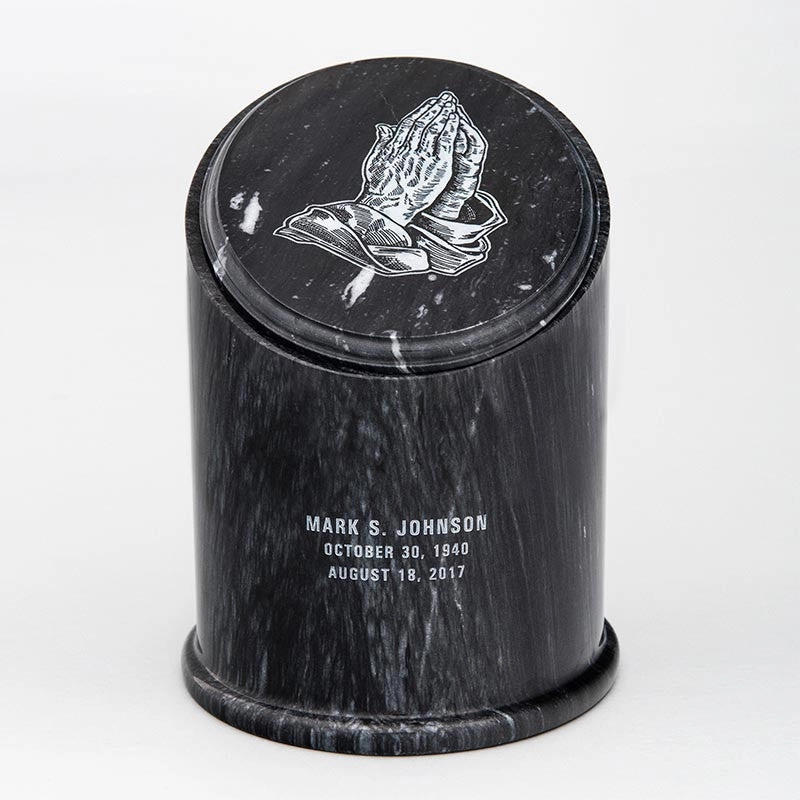 Crown Natural Marble Cremation Urn in Black