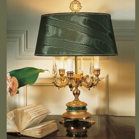 Elegant Shaded Green and Gold Table Lamp