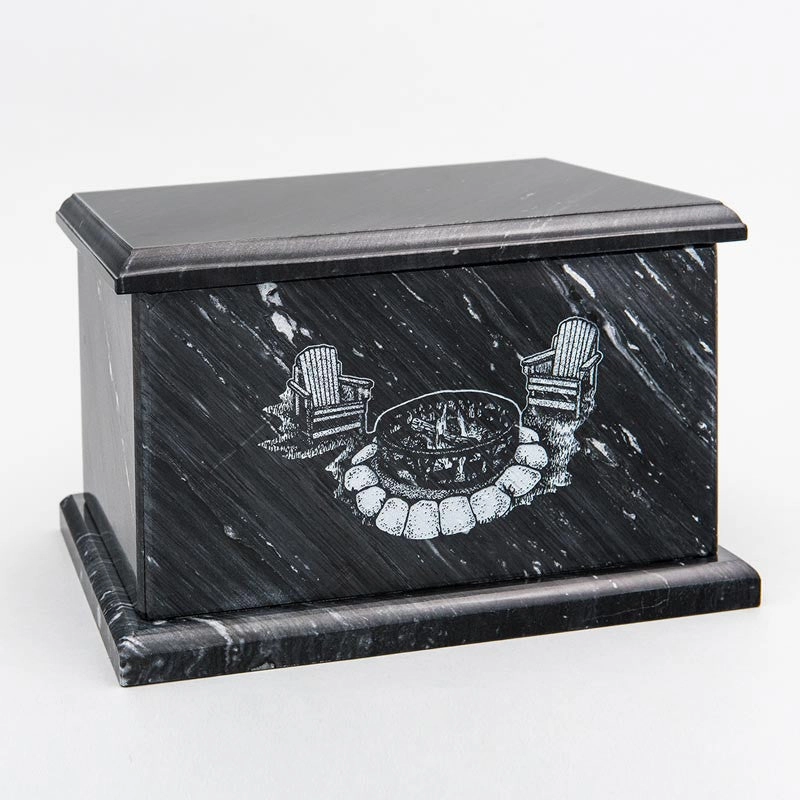 Evermore Rectangle Natural Marble Cremation Urn in Black