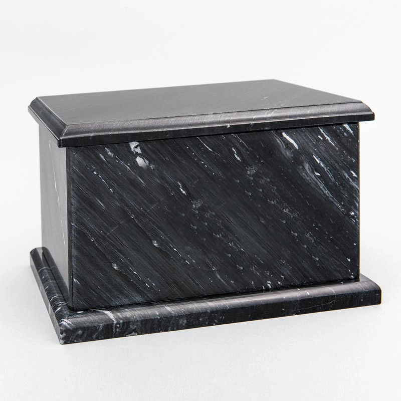 Evermore Rectangle Natural Marble Cremation Urn in Black