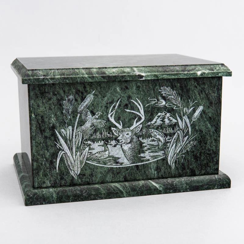 Evermore Rectangle Natural Marble Cremation Urn in Green