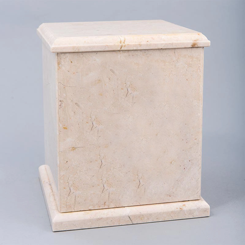 Evermore Square Natural Marble Cremation Urn in Champagne