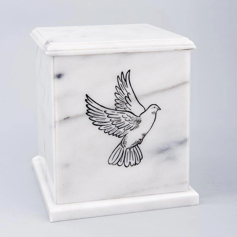 Evermore Square Natural Marble Cremation Urn in White