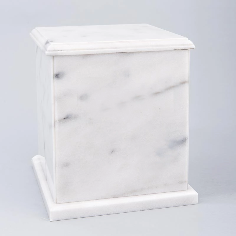 Evermore Square Natural Marble Cremation Urn in White