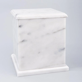 Evermore Square Natural Marble Cremation Urn in White